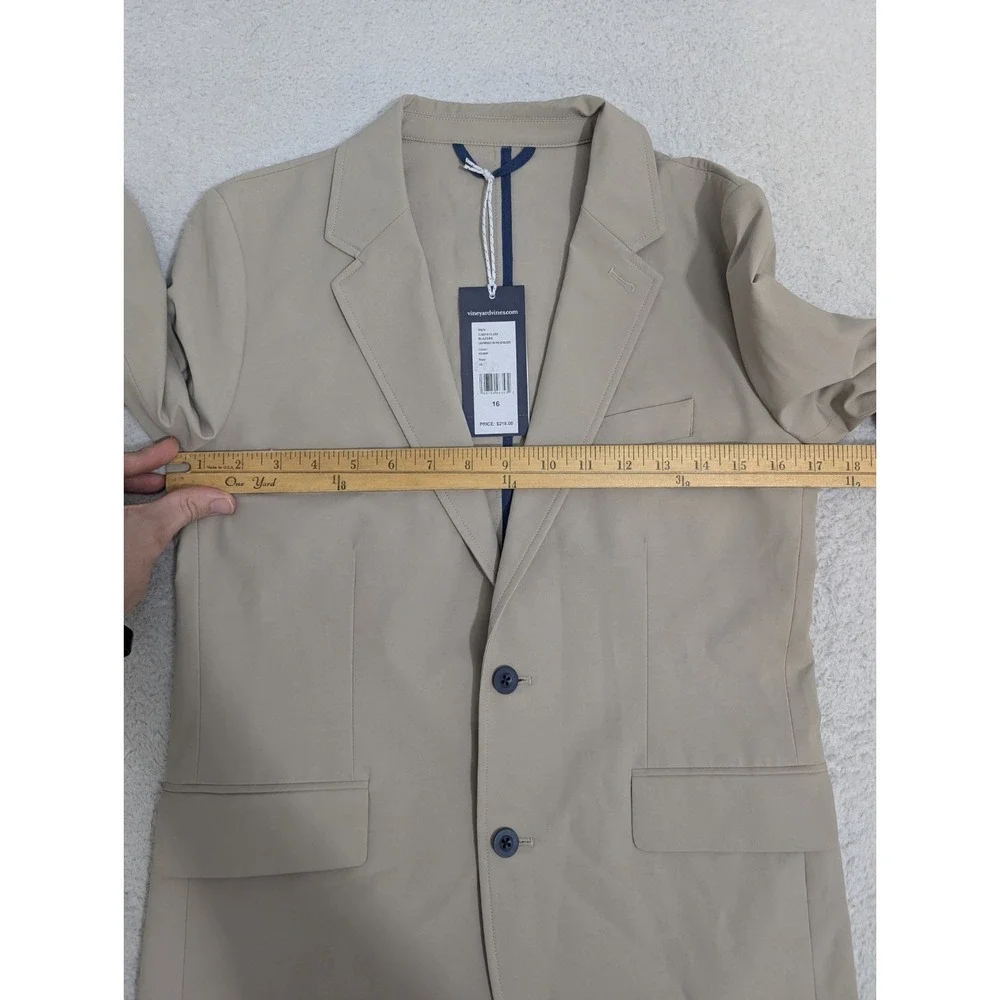 NEW Vineyard Vines OTG On The Go Lightweight Blazer Beige 2 Button Youth Boys 16